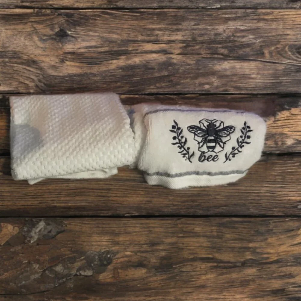 Honey Bee Kitchen Hand Towels Set Cottage Decor Bathroom Decoration Dish Cloths